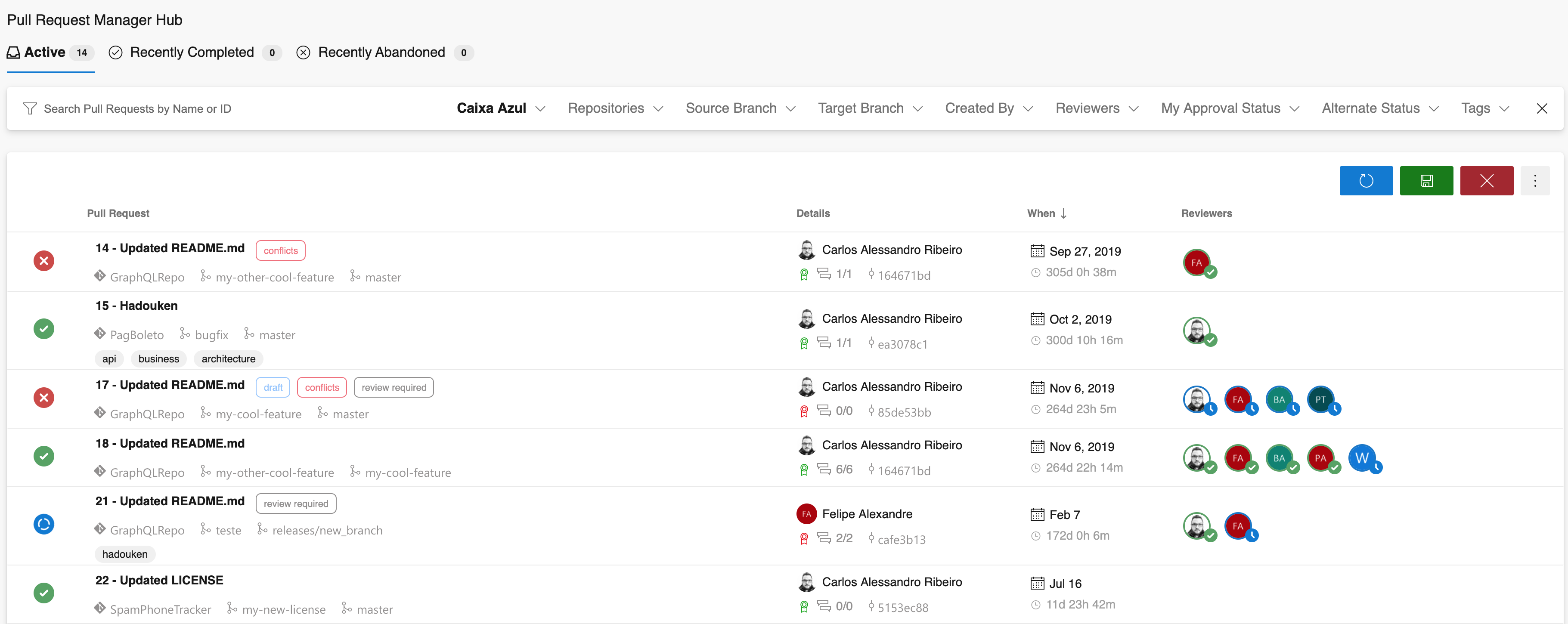 Pull Request Manager Hub - Light Theme